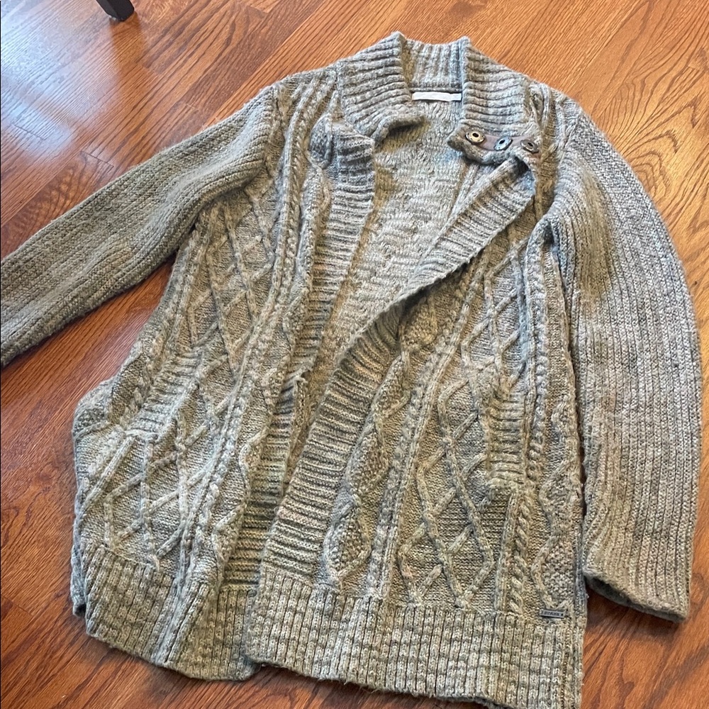 Prana Women’s Tan/ Gray Cable Knit Sweater